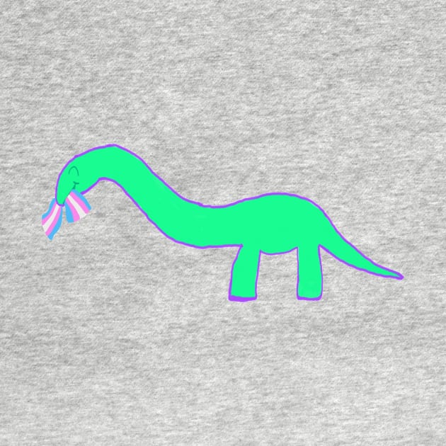 Trans Longneck dinosaur with pride flag by system51